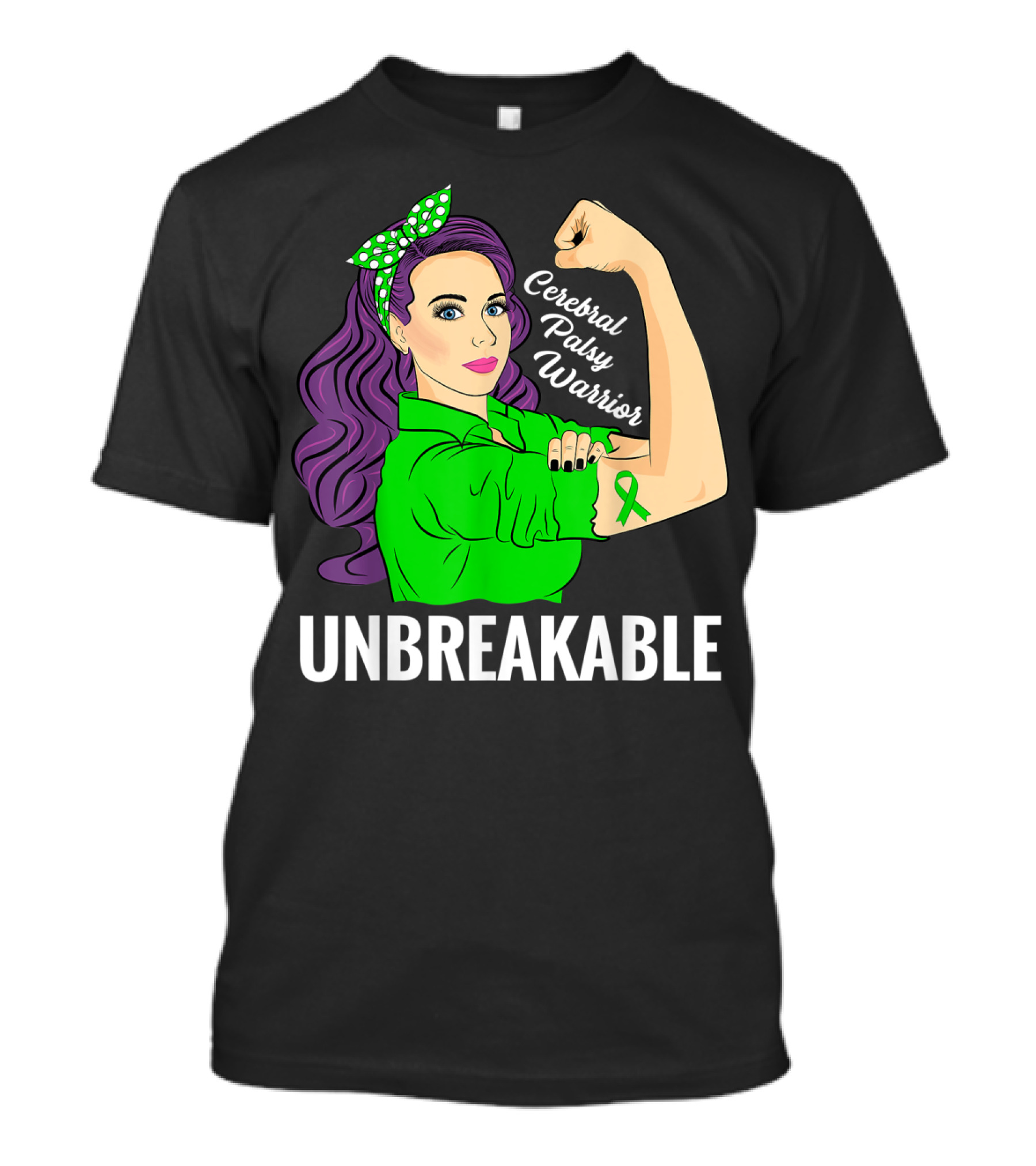 Cerebral Palsy Warrior Unbreakable Ribbon Strength T-Shirt