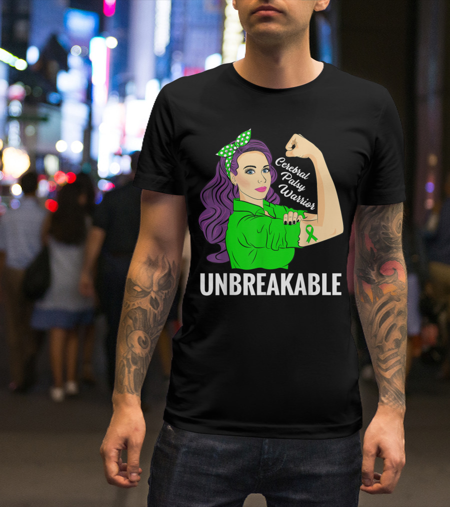 Cerebral Palsy Warrior Unbreakable Ribbon Strength T-Shirt