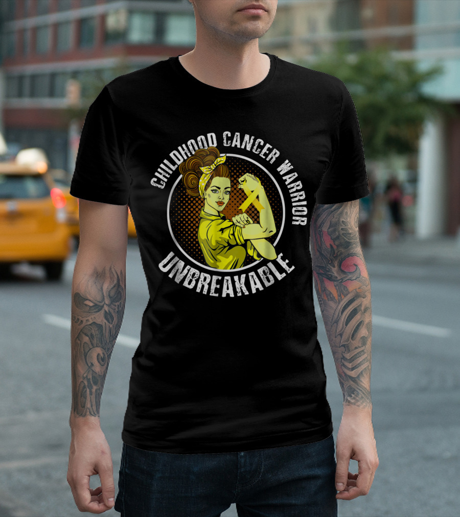 Childhood Cancer Warrior Unbreakable Rosie T-Shirt