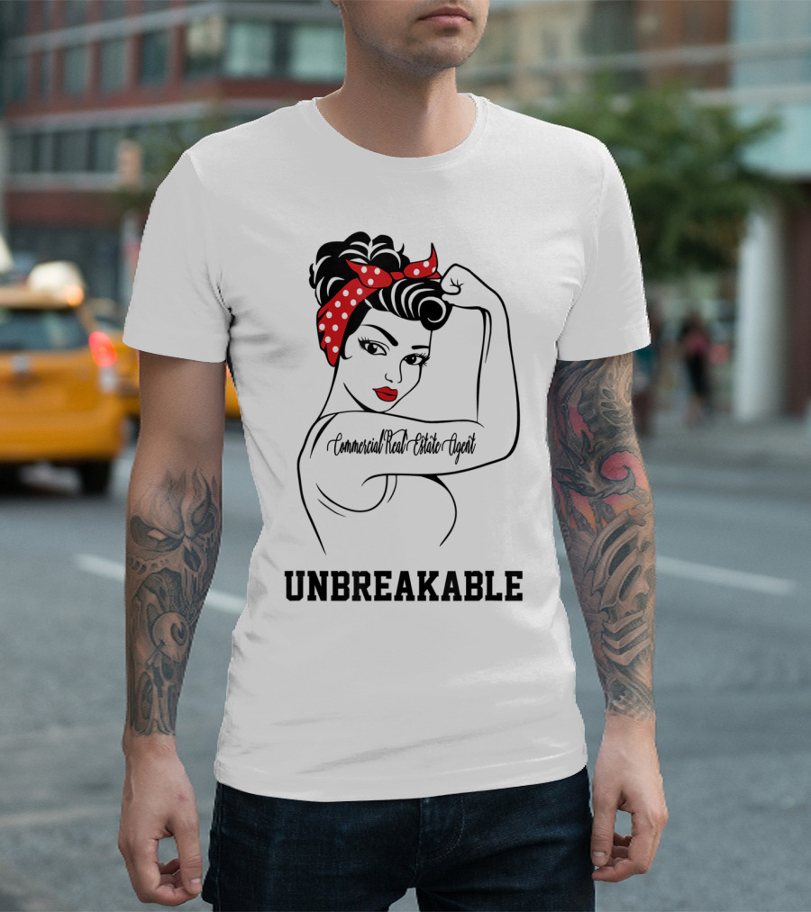 Unbreakable Commercial Real Estate Agent with Iconic Symbolic Strength T-Shirt