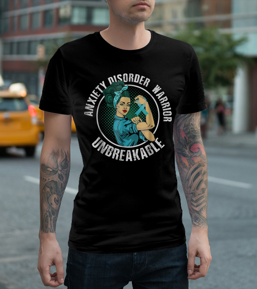 Anxiety Disorder Warrior Unbreakable Rosie the Riveter Awareness T-Shirt