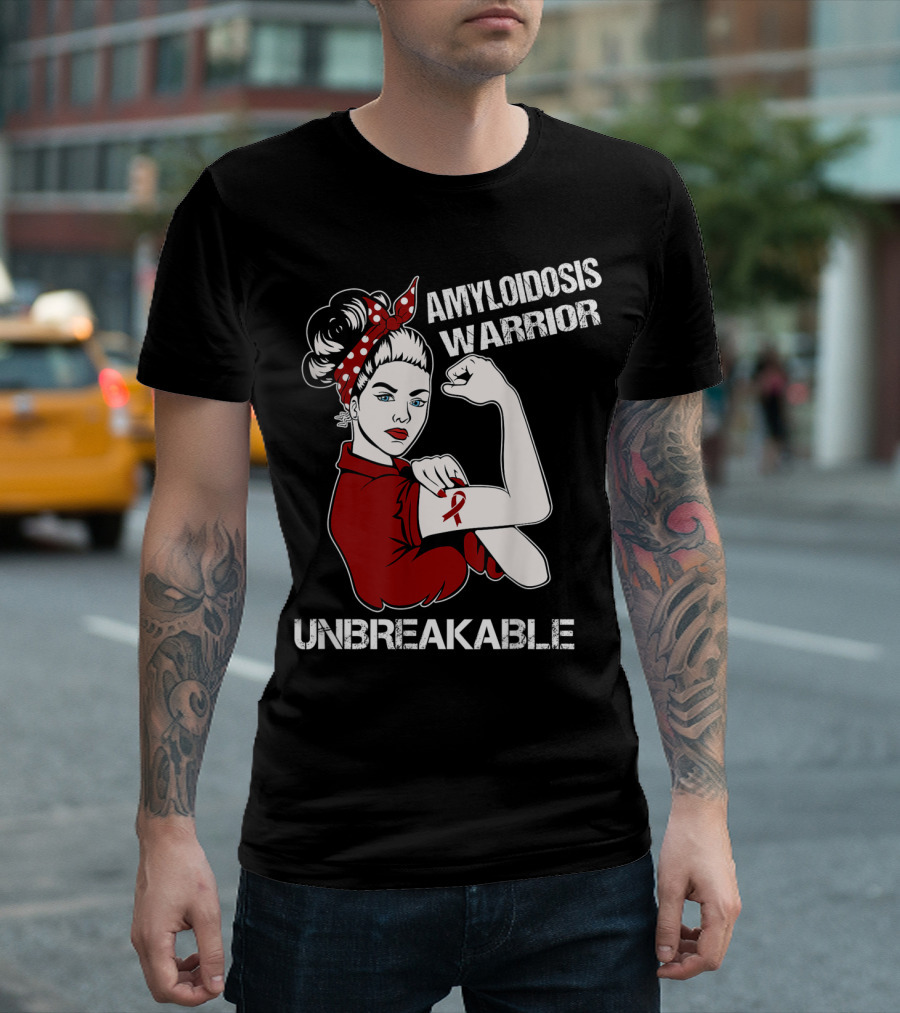 Amyloidosis Warrior Unbreakable Strong Woman Red T-Shirt
