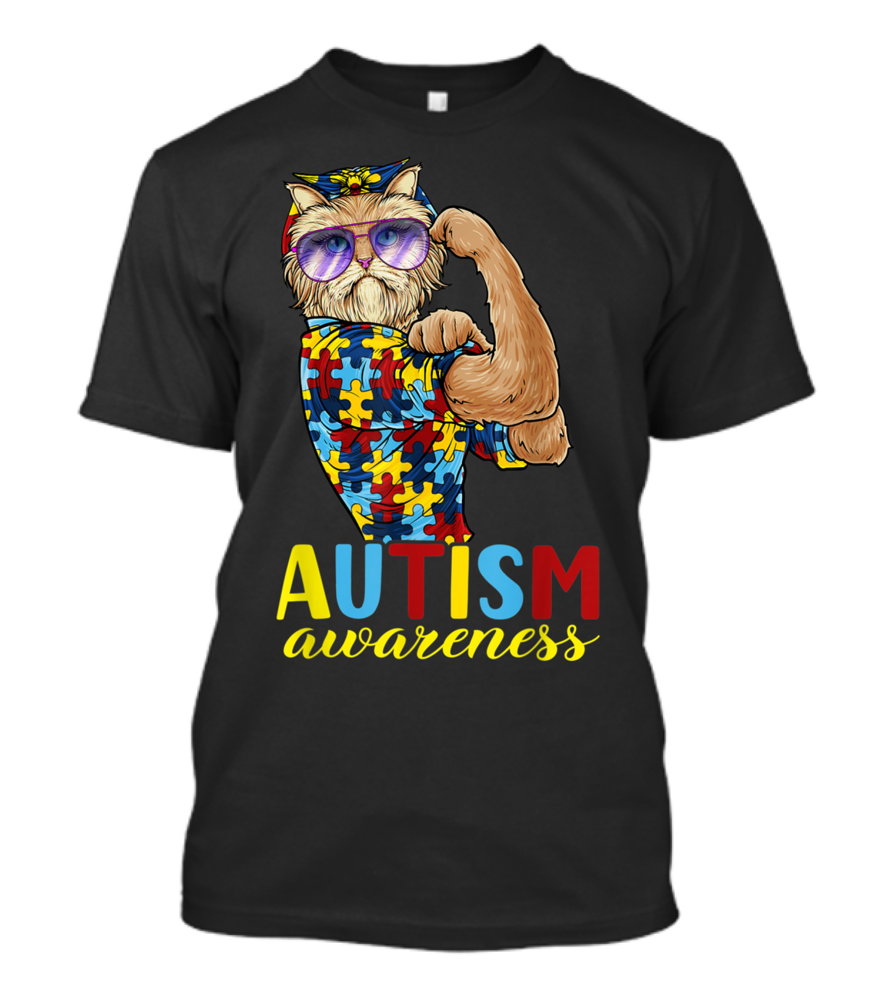 Autism Awareness Unbreakable Cat With Puzzle T-Shirt