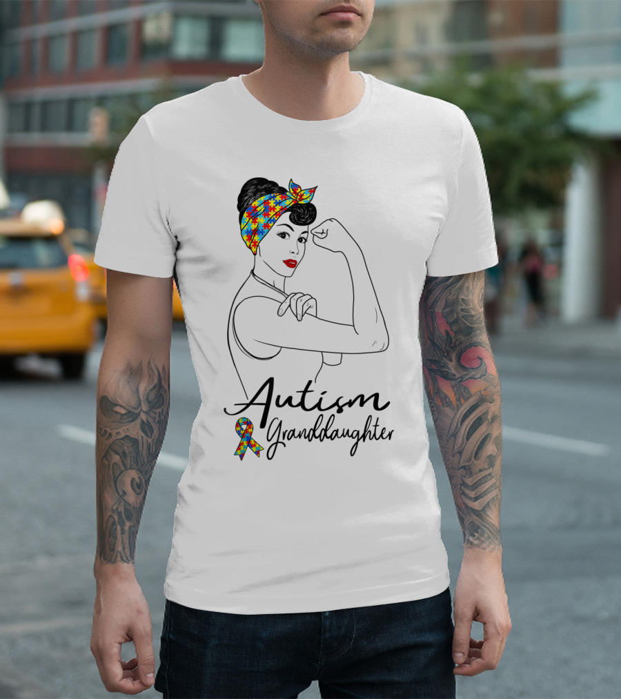Autism Granddaughter Rosie The Riveter Puzzle Ribbon Unbreakable T-Shirt