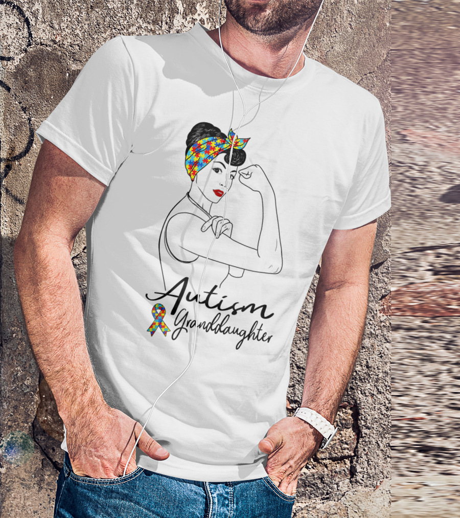 Autism Granddaughter Rosie The Riveter Puzzle Ribbon Unbreakable T-Shirt