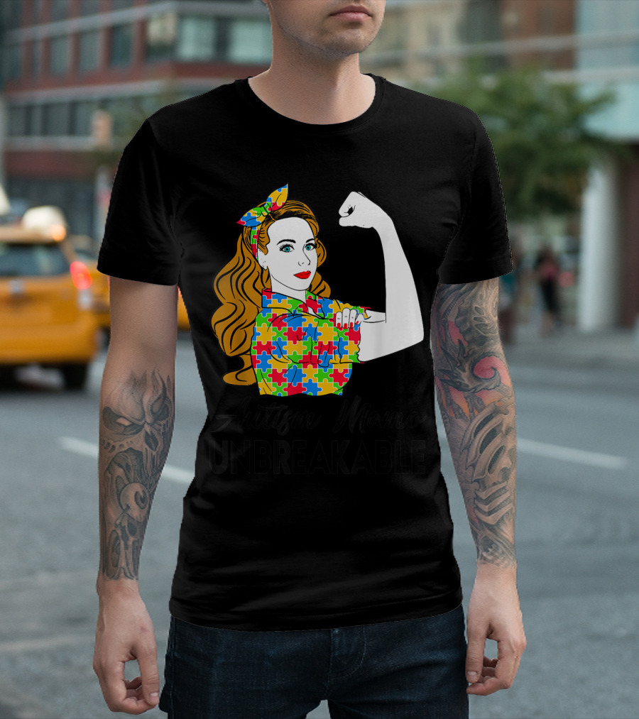 Autism Mamo Unbreakable Puzzle Piece Awareness T-Shirt