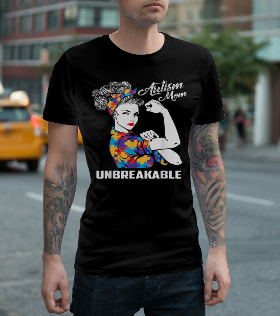 Autism Mom Unbreakable Puzzle Piece Strength T-Shirt