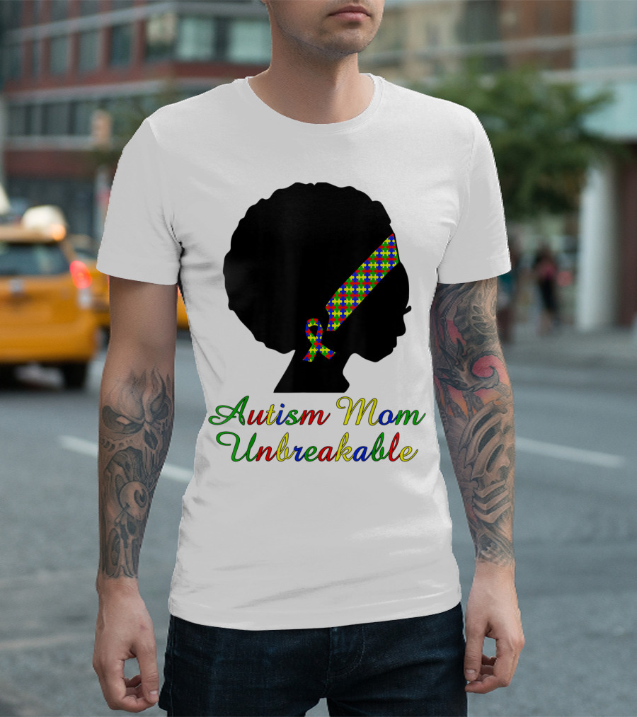 Autism Mom Unbreakable with Puzzle Ribbon Headband T-Shirt
