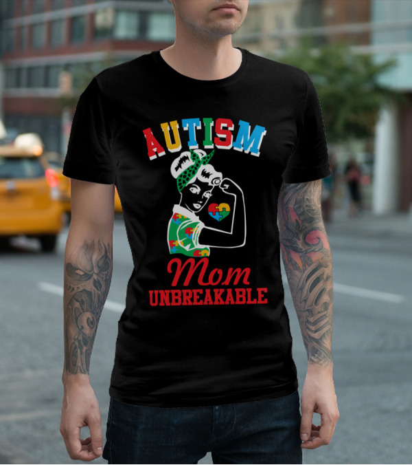 Autism Mom Unbreakable Puzzle Pieces Awareness T-Shirt