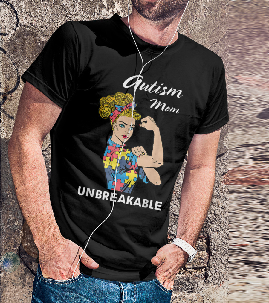 Autism Mom Unbreakable Puzzle Piece Strong Women Empowerment T-Shirt