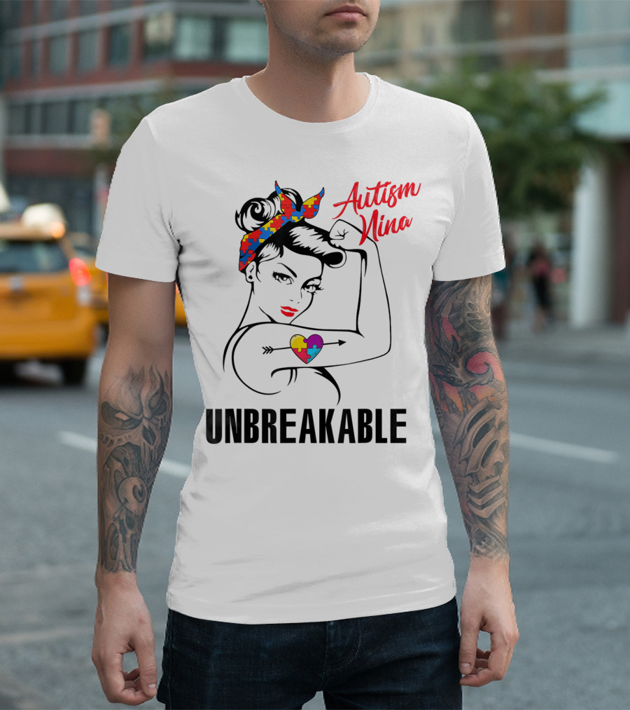 Autism Nina Unbreakable Puzzle Heart Awareness T-Shirt