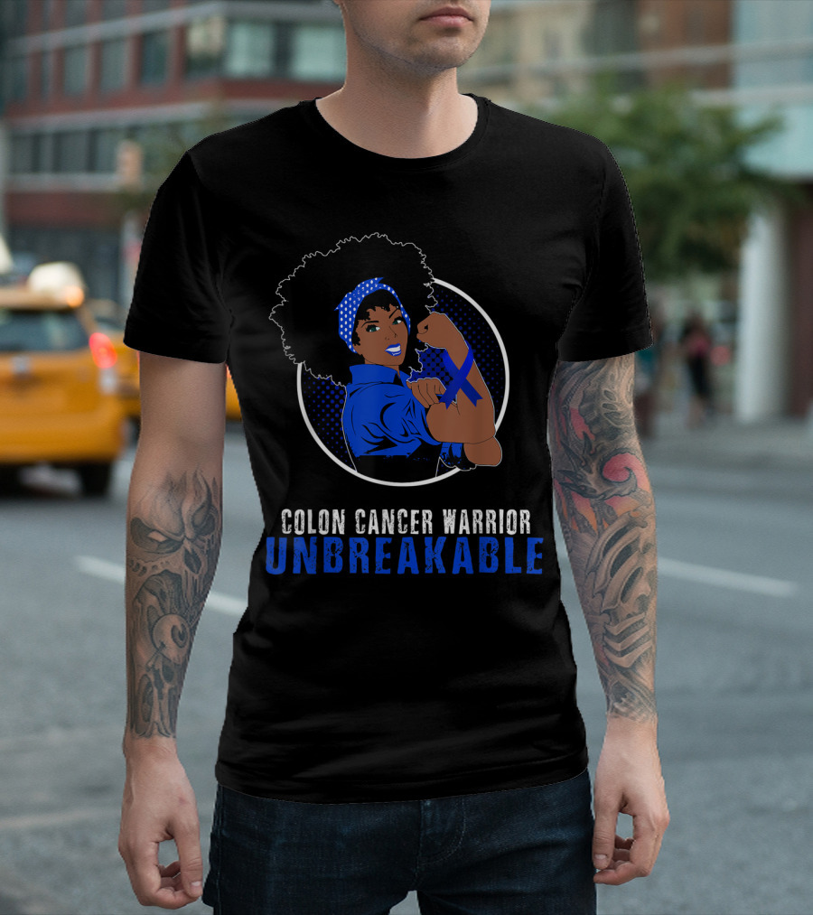 Colon Cancer Warrior Unbreakable Black Girl T-Shirt