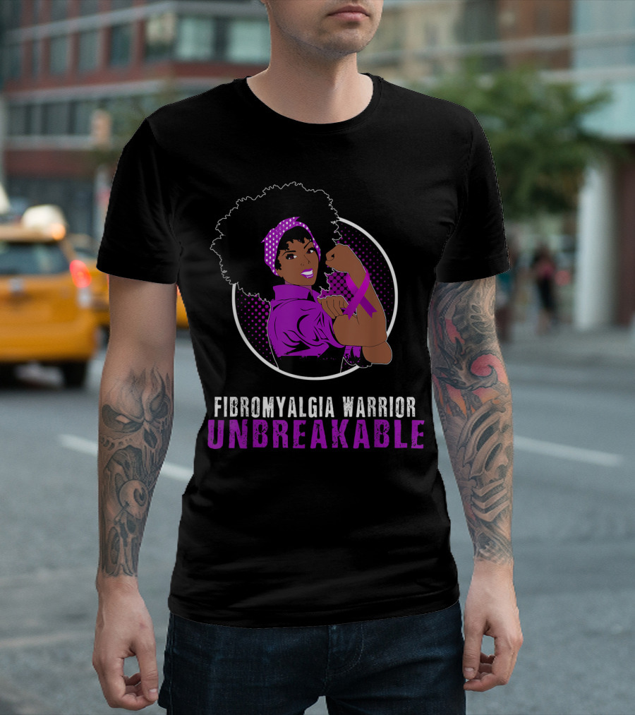 Fibromyalgia Warrior Unbreakable with Black Girl Power T-Shirt