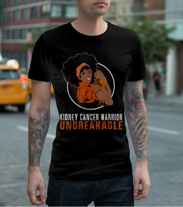 Kidney Cancer Warrior Unbreakable Black Girl Representation T-Shirt