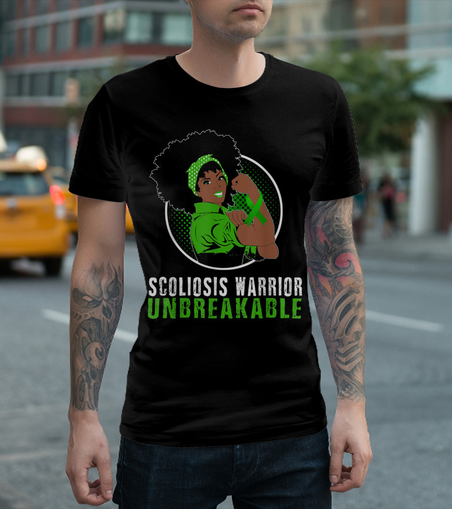 Black Girl Scoliosis Warrior Unbreakable Strength T-Shirt