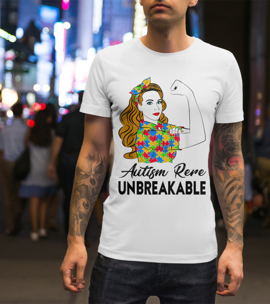 Autism Rere Unbreakable Rosie The Riveter Puzzle T-Shirt