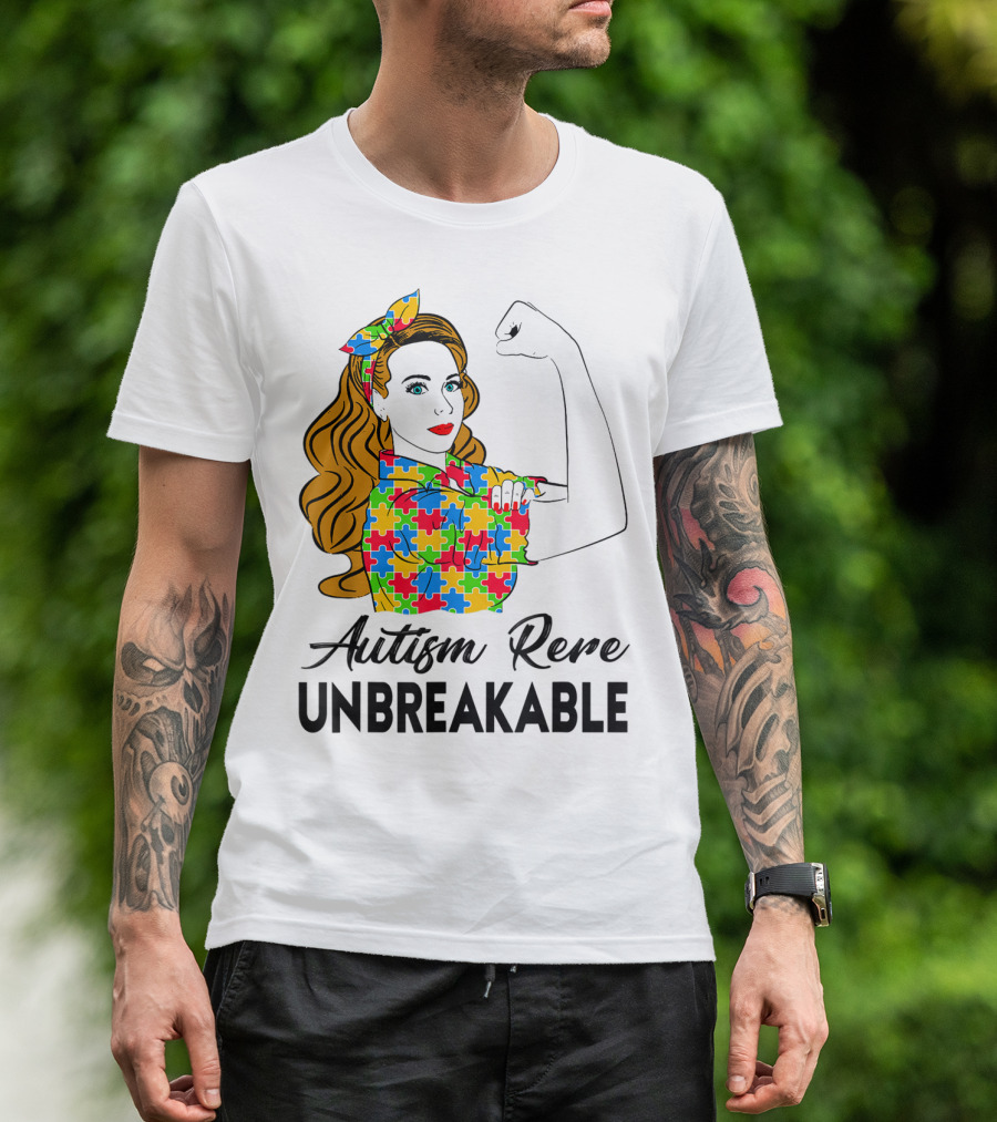 Autism Rere Unbreakable Rosie The Riveter Puzzle T-Shirt