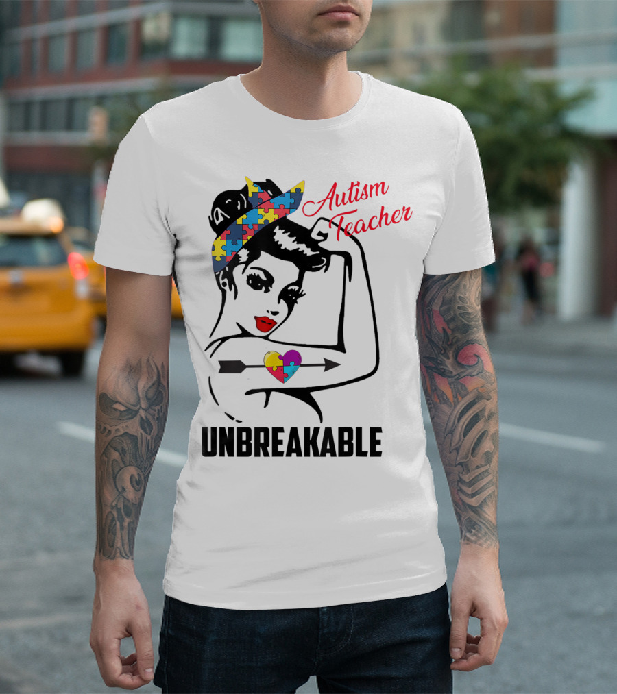 Autism Teacher Unbreakable Puzzle Heart Support Autism T-Shirt
