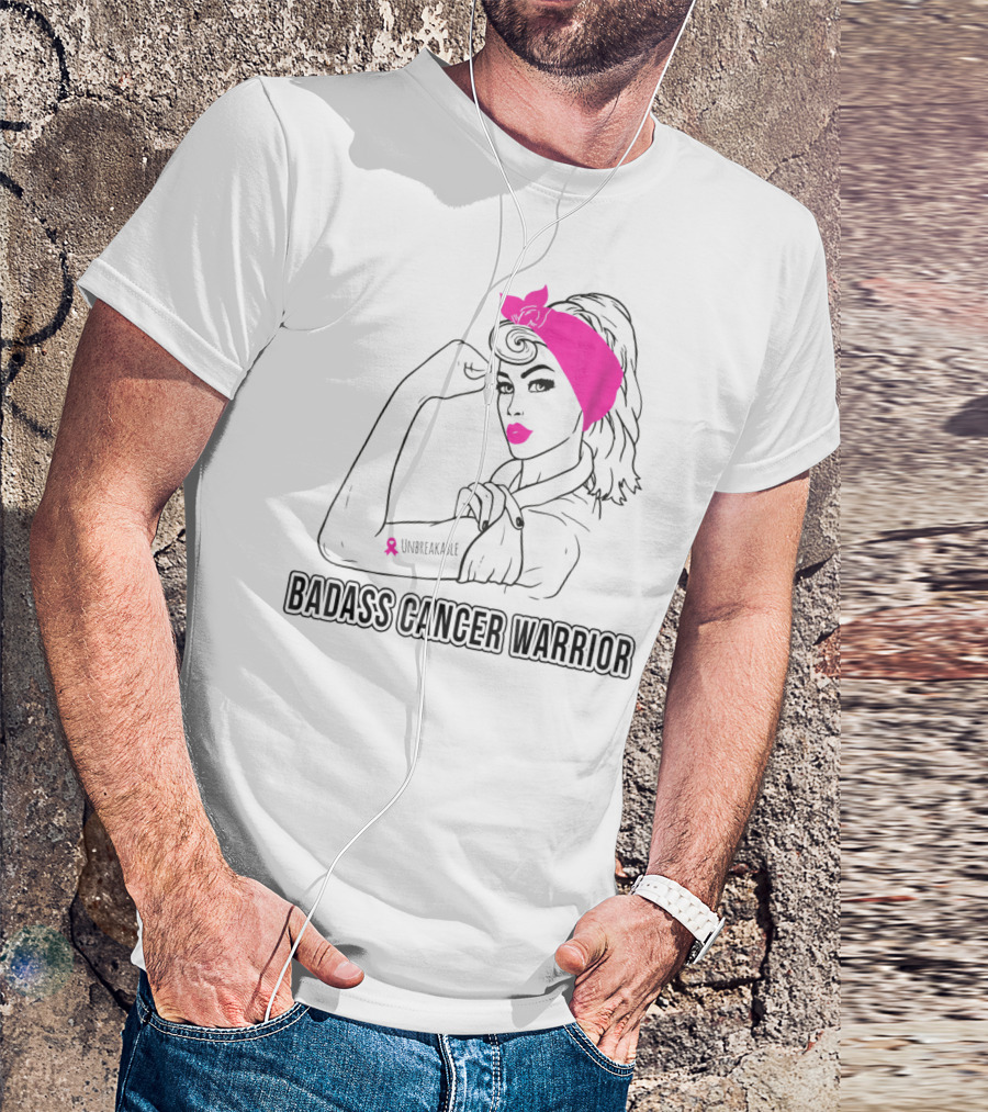 Badass Cancer Warrior Unbreakable Breast Cancer Awareness T-Shirt