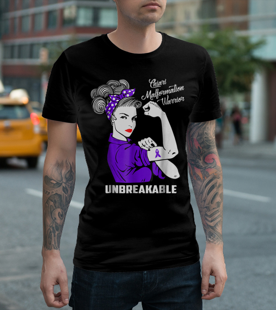 Chiari Malformation Warrior Unbreakable Rosie the Riveter T-Shirt