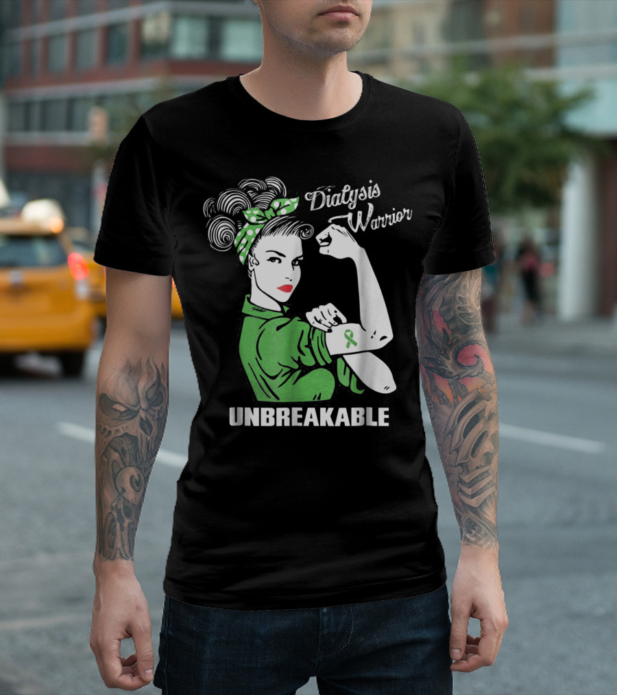 Dialysis Warrior Unbreakable Rosie the Riveter Awareness T-Shirt