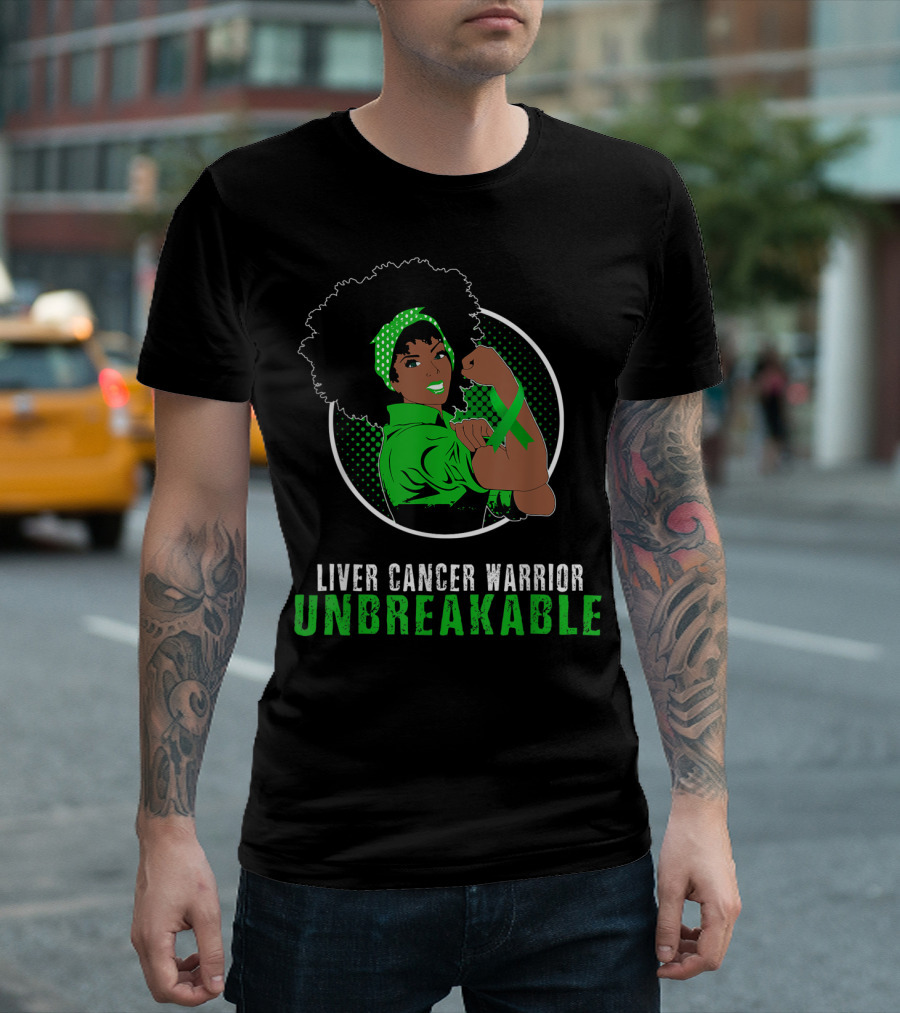 Liver Cancer Warrior Unbreakable Black Girl Strength T-Shirt