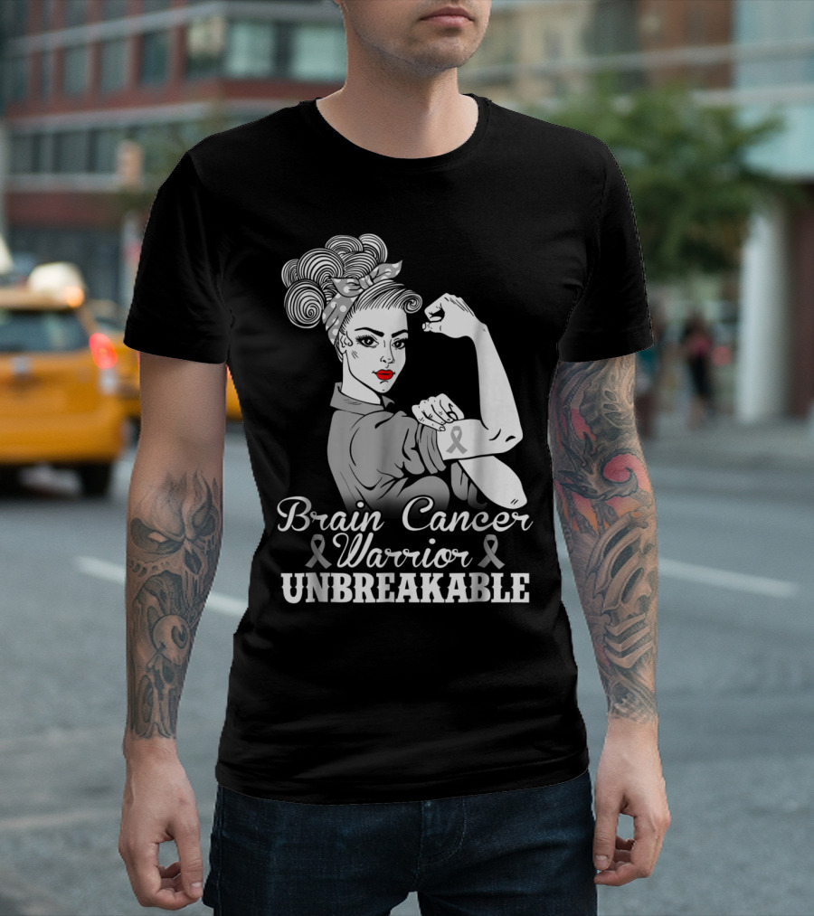 Brain Cancer Warrior Unbreakable Awareness T-Shirt