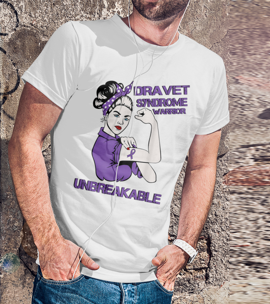Dravet Syndrome Warrior Unbreakable Rosie Riveter Style Purple T-Shirt