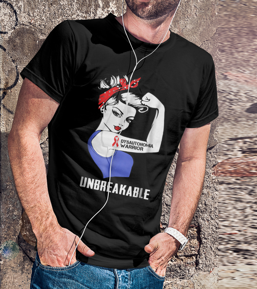 Dysautonomia Warrior Unbreakable Awareness Ribbon Tattoo Rosie The Riveter T-Shirt