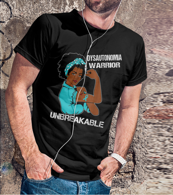 Dysautonomia Warrior Unbreakable Rosie The Riveter Style Blue Awareness T-Shirt