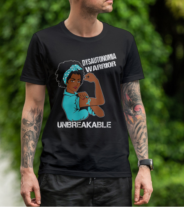 Dysautonomia Warrior Unbreakable Rosie The Riveter Style Blue Awareness T-Shirt