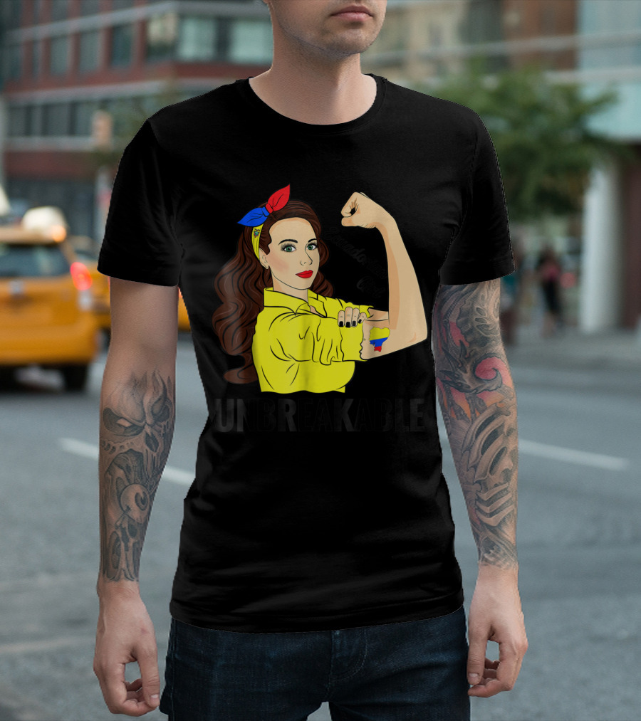 Ecuadorian Girl Unbreakable Strength with Ecuador Flag Colors T-Shirt