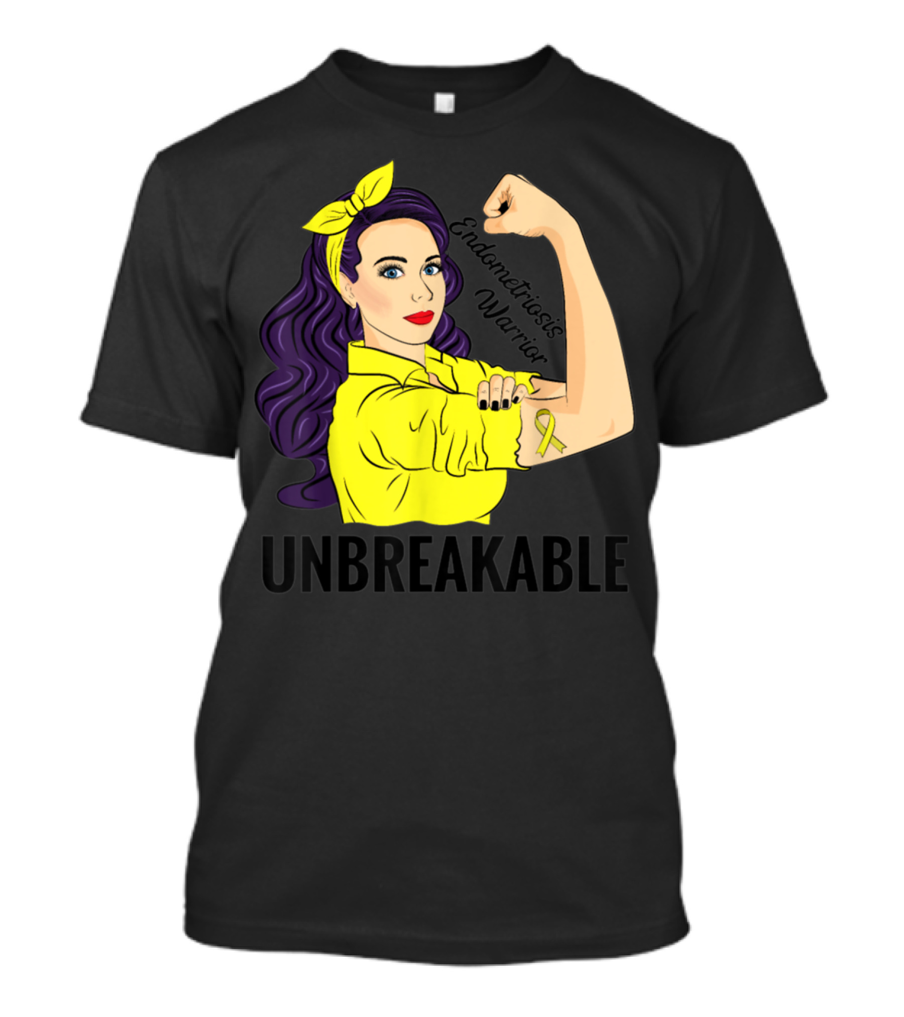 Endometriosis Warrior Unbreakable Awareness Yellow T-Shirt