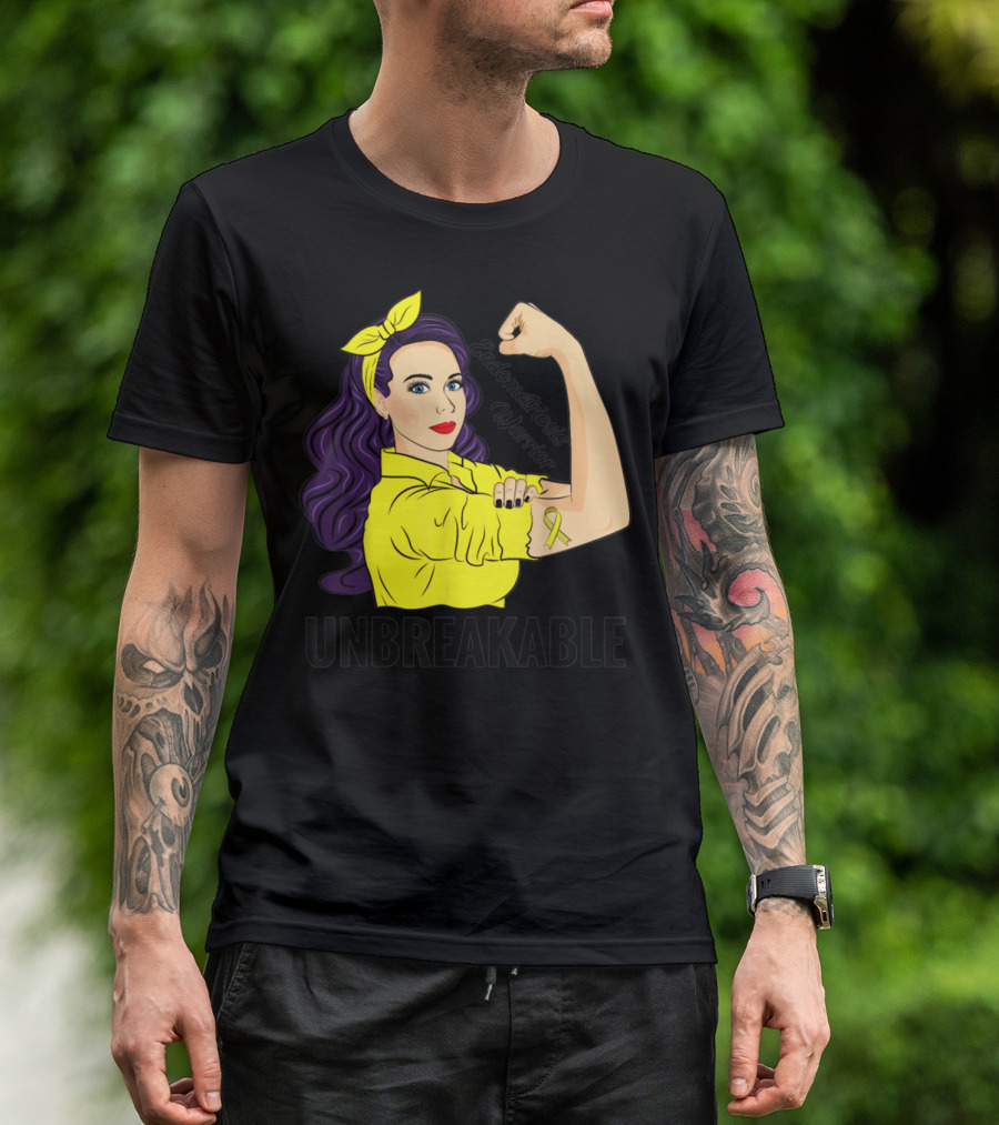 Endometriosis Warrior Unbreakable Awareness Yellow T-Shirt