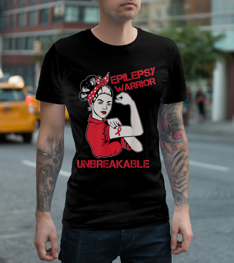Epilepsy Warrior Unbreakable Rosie the Riveter Inspired T-Shirt