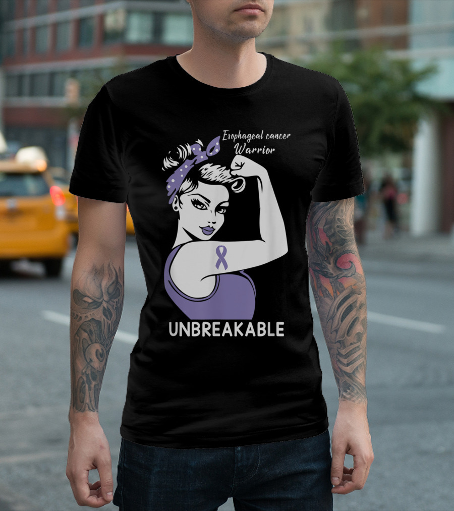 Esophageal Cancer Warrior Unbreakable Strength Ribbon T-Shirt