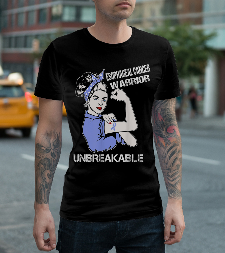 Esophageal Cancer Warrior Unbreakable Rosie the Riveter T-Shirt