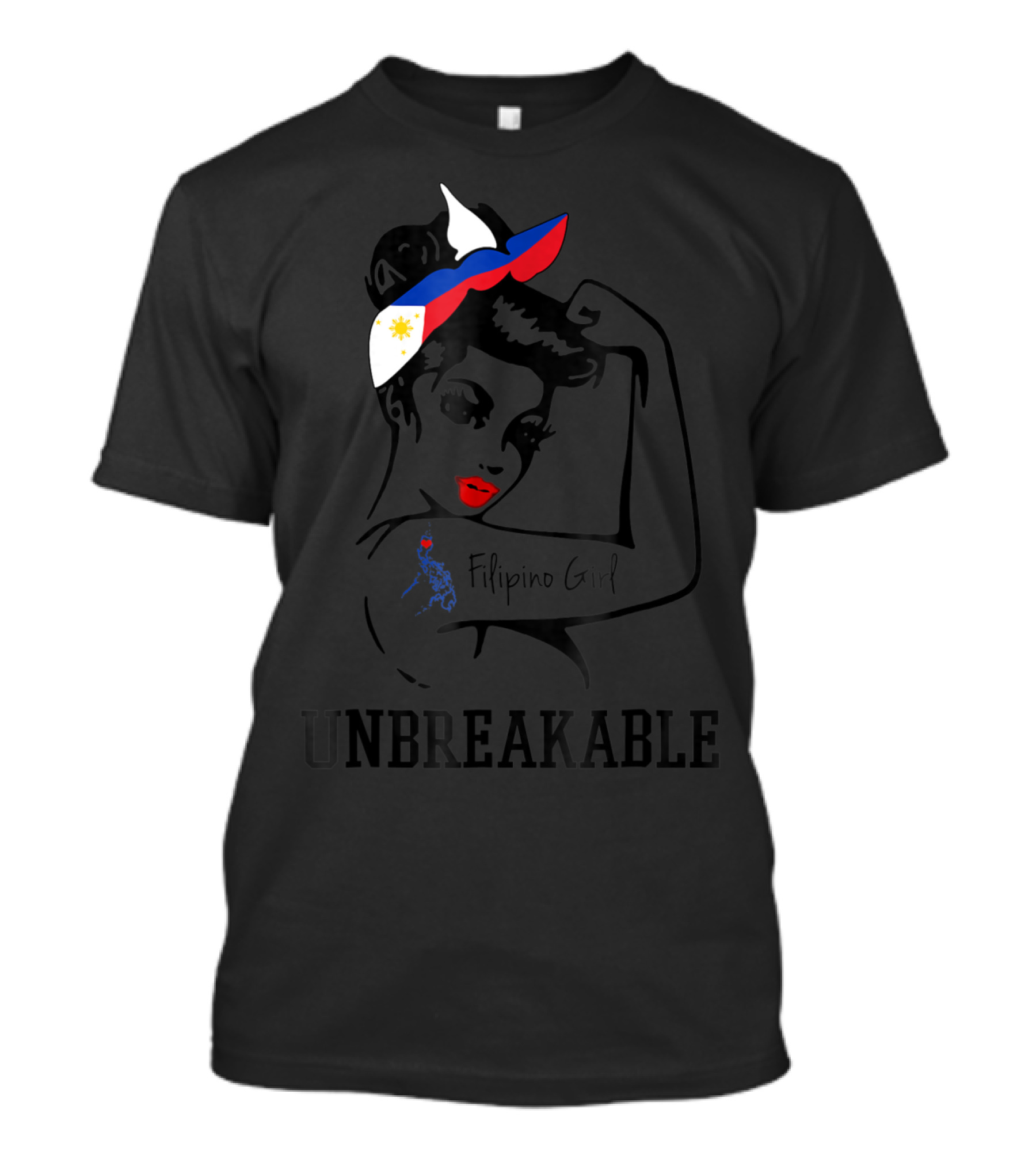 Filipino Girl Unbreakable Rosie The Riveter Style With Philippine Flag Elements T-Shirt
