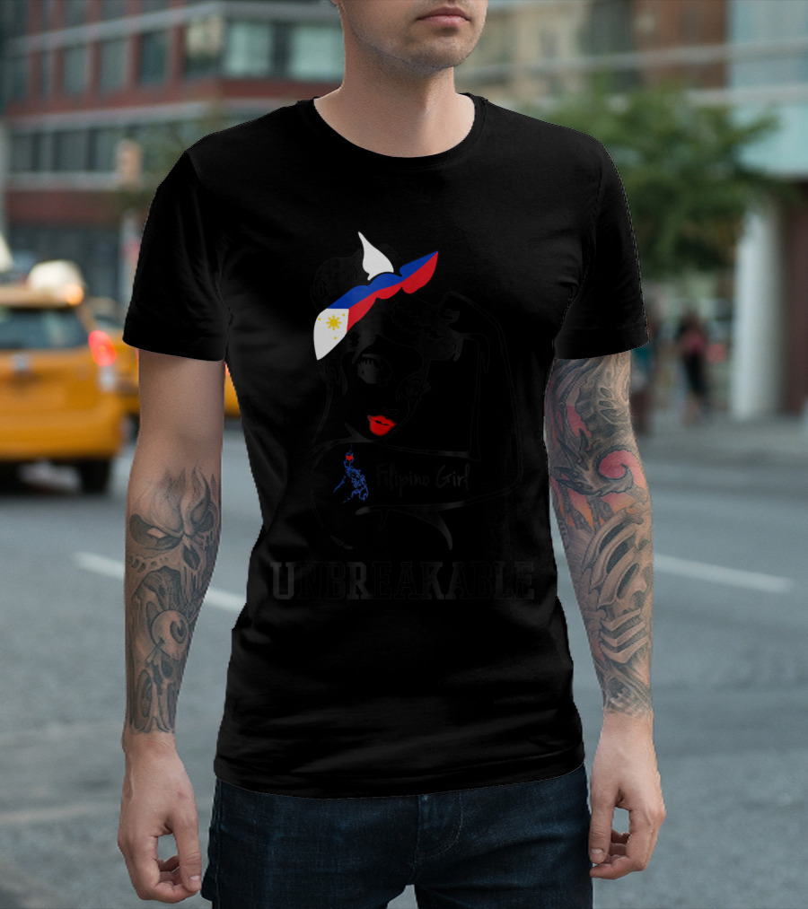 Filipino Girl Unbreakable Rosie The Riveter Style With Philippine Flag Elements T-Shirt