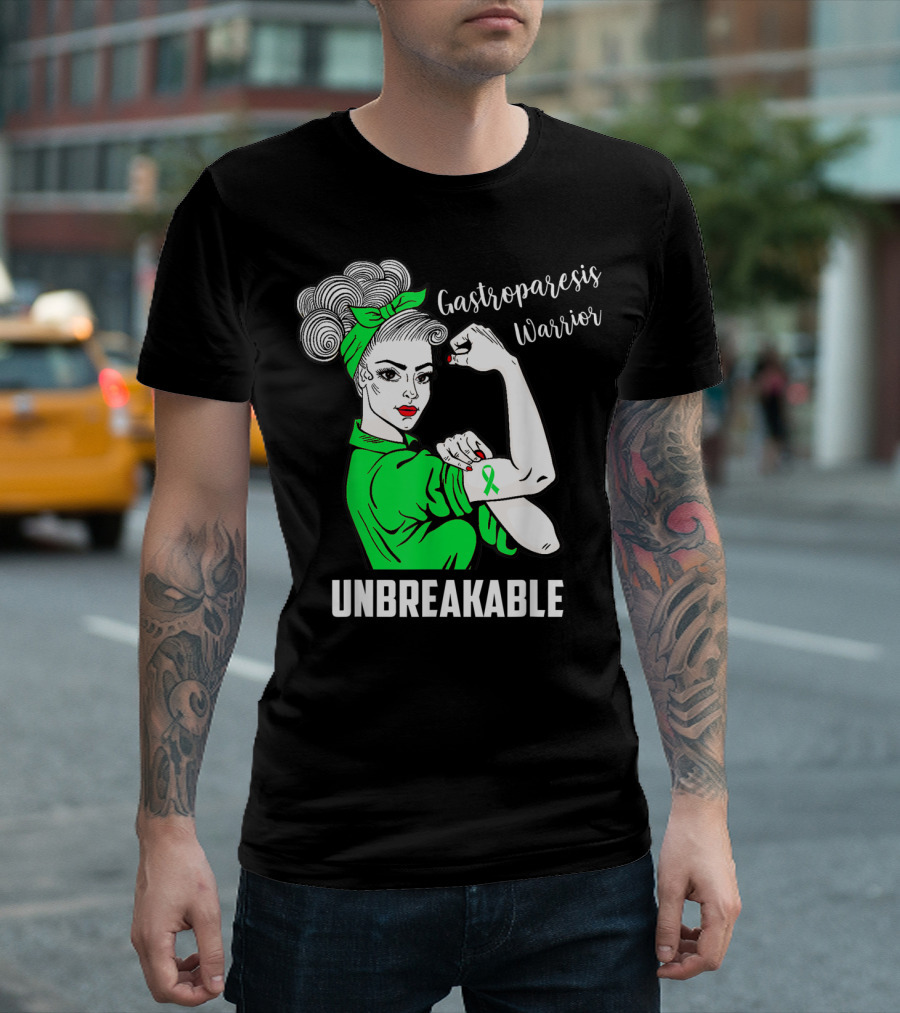 Gastroparesis Warrior Unbreakable Awareness Ribbon Strength T-Shirt