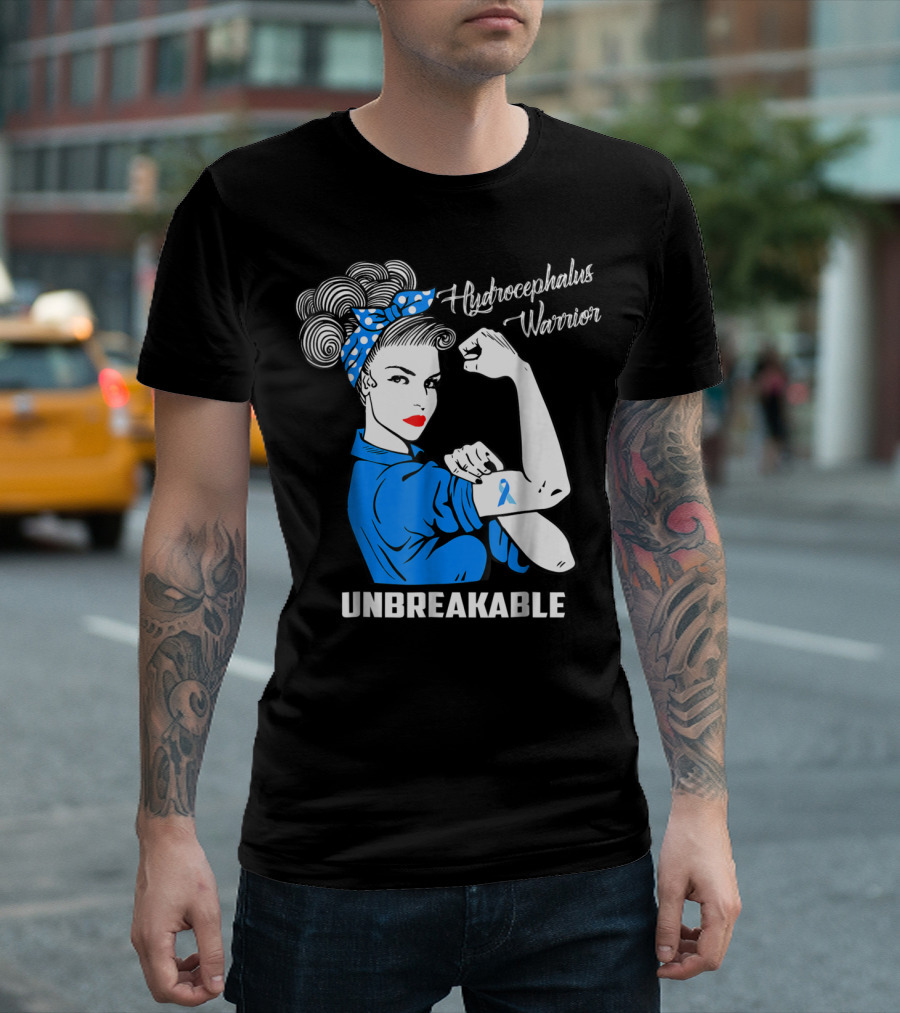 Hydrocephalus Warrior Unbreakable Awareness VB Rosie the Riveter Iconic T-Shirt