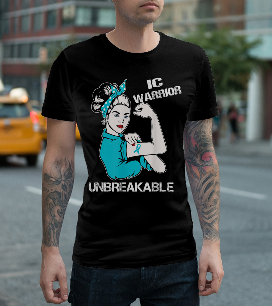 IC Warrior Unbreakable Interstitial Cystitis Awareness Rosie Riveter T-Shirt