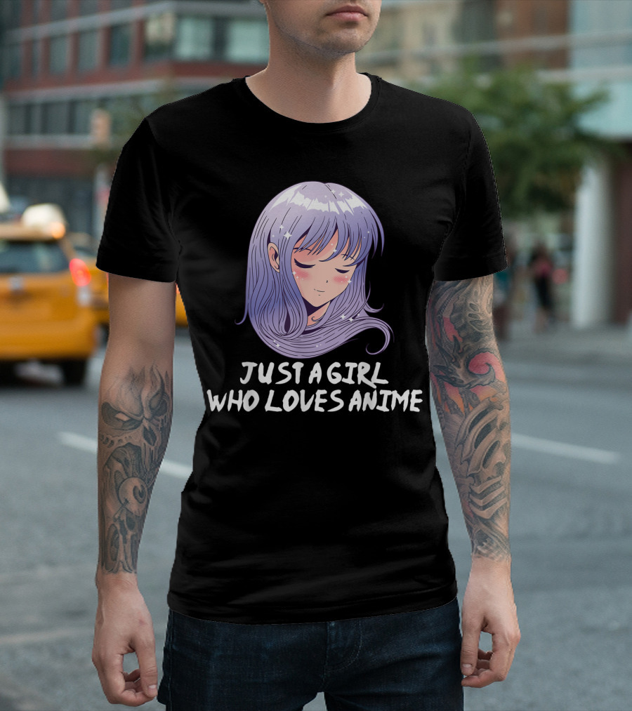 Just A Girl Who Loves Anime Japanese Anime Purple Hair Character T-Shirt