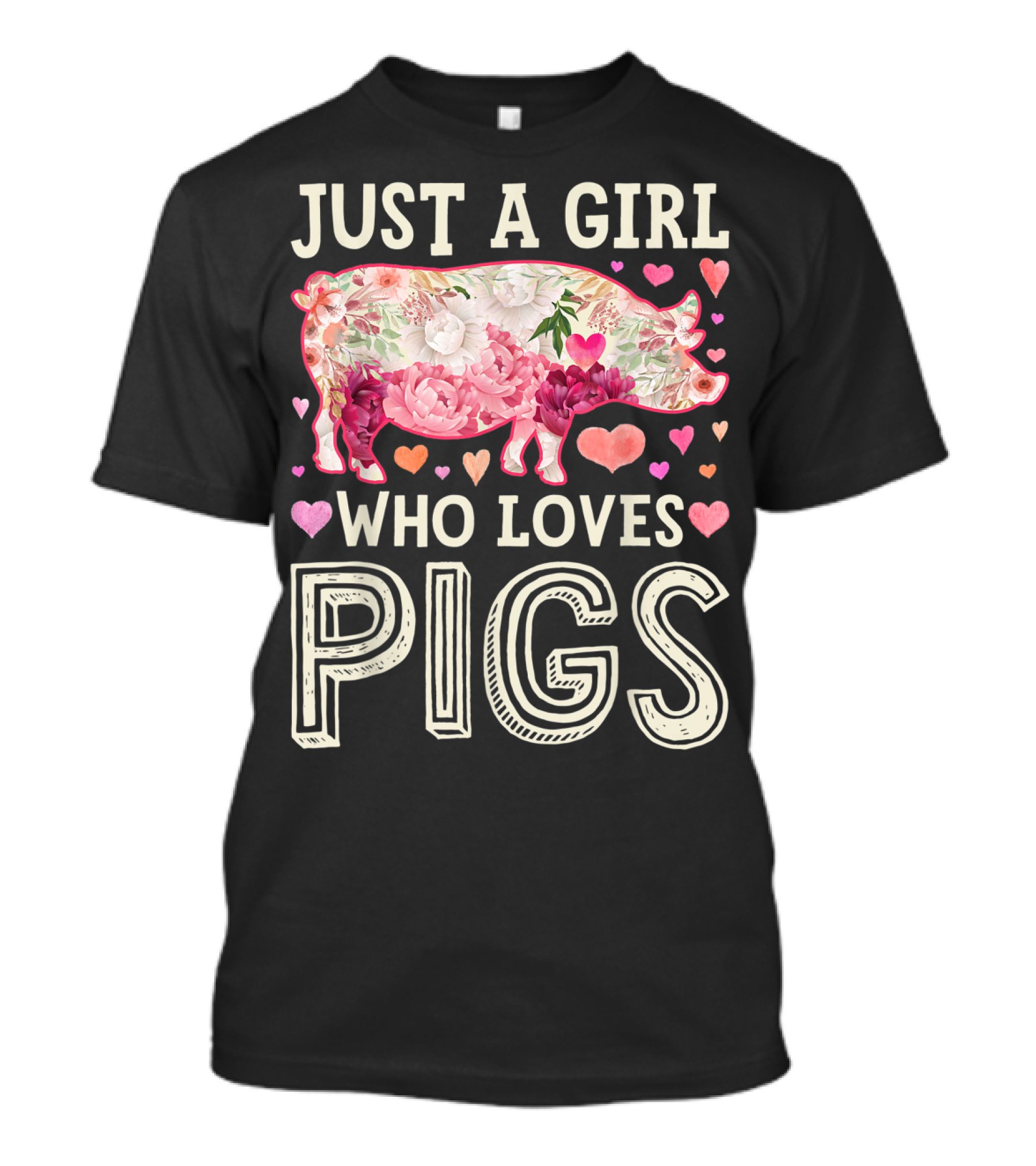 Just A Girl Who Loves Pigs Floral Heart Pig T-Shirt