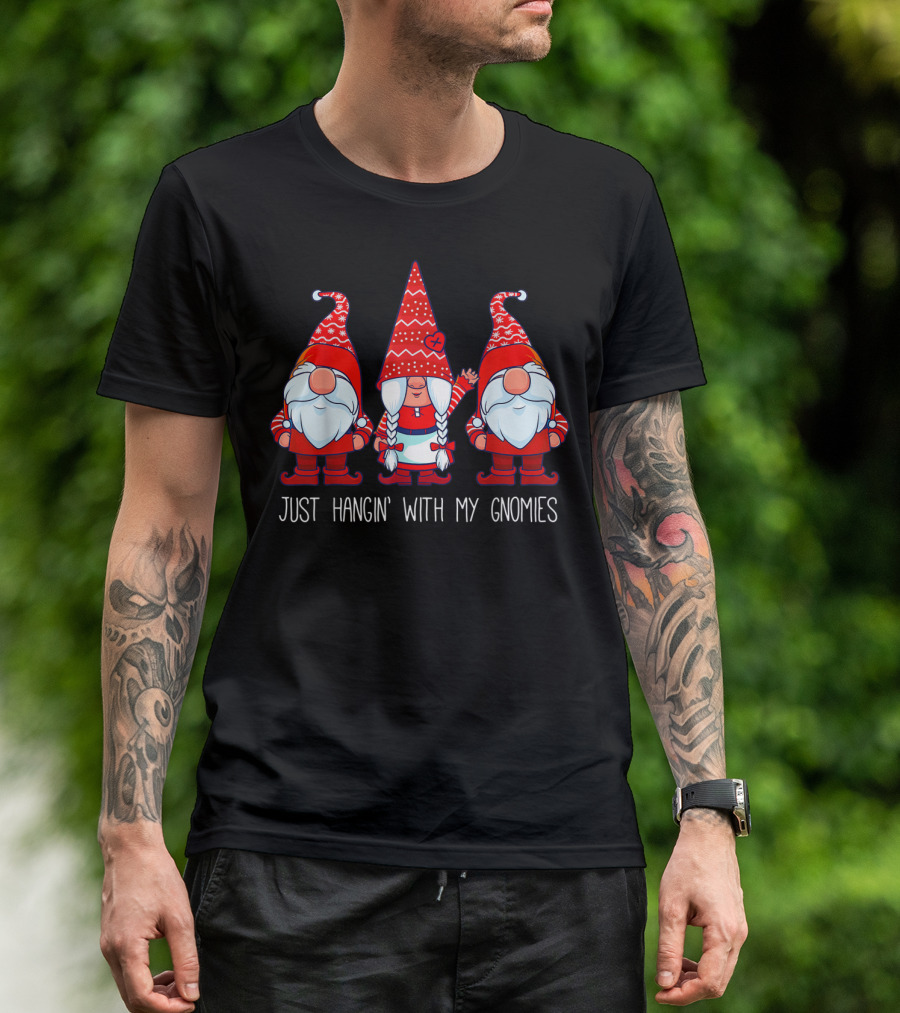Just Hangin' With My Gnomies Red And White Trio T-Shirt