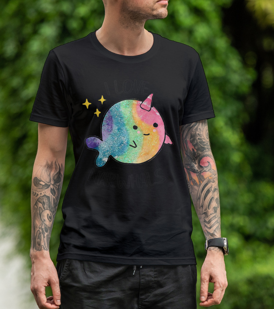I Love Narwhals Rainbow Whale Kids T-Shirt