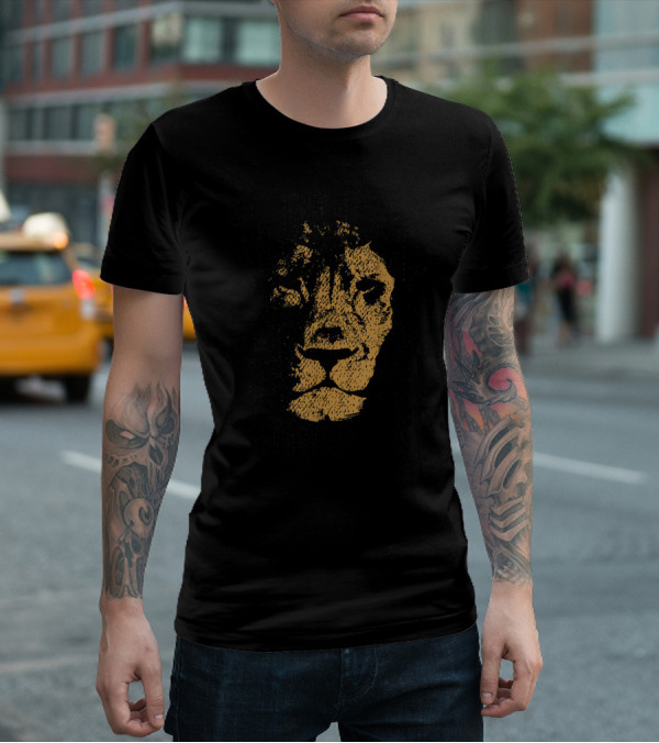 Lion Head Hand Drawn Textured T-Shirt