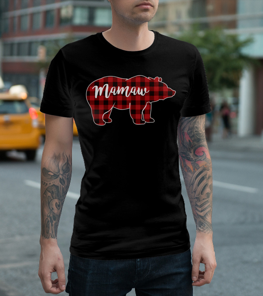Mamaw Bear Red Plaid Buffalo Check T-Shirt