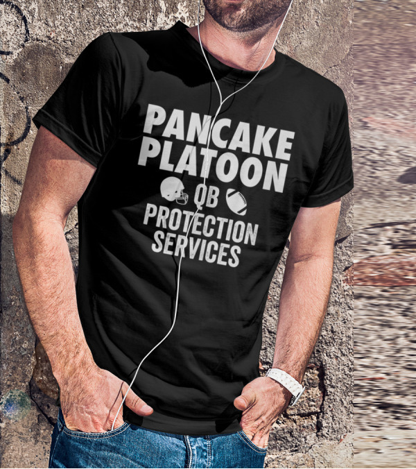 Pancake Platoon QB Protection Services Football Offensive Lineman Line T-Shirt