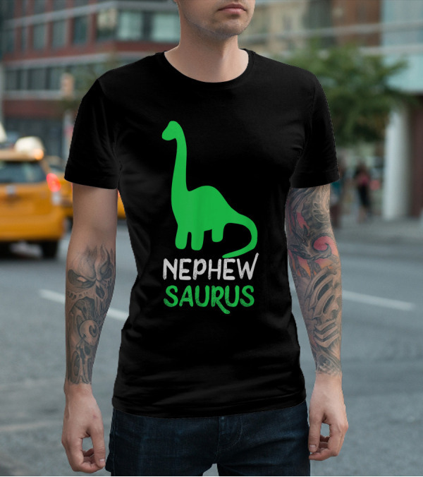 Nephewsaurus Funny Dinosaur Nephew Saurus Iconic Green Dinosaur T-Shirt
